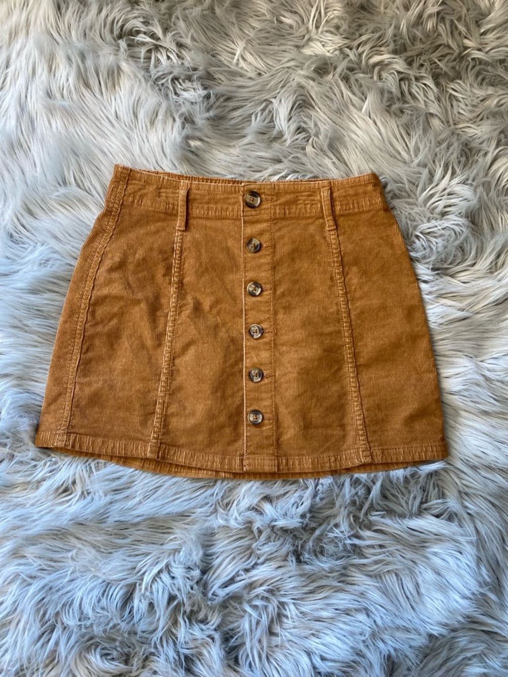 American Eagle Outfitters Rust Button-Front Corduroy Mini Skirt